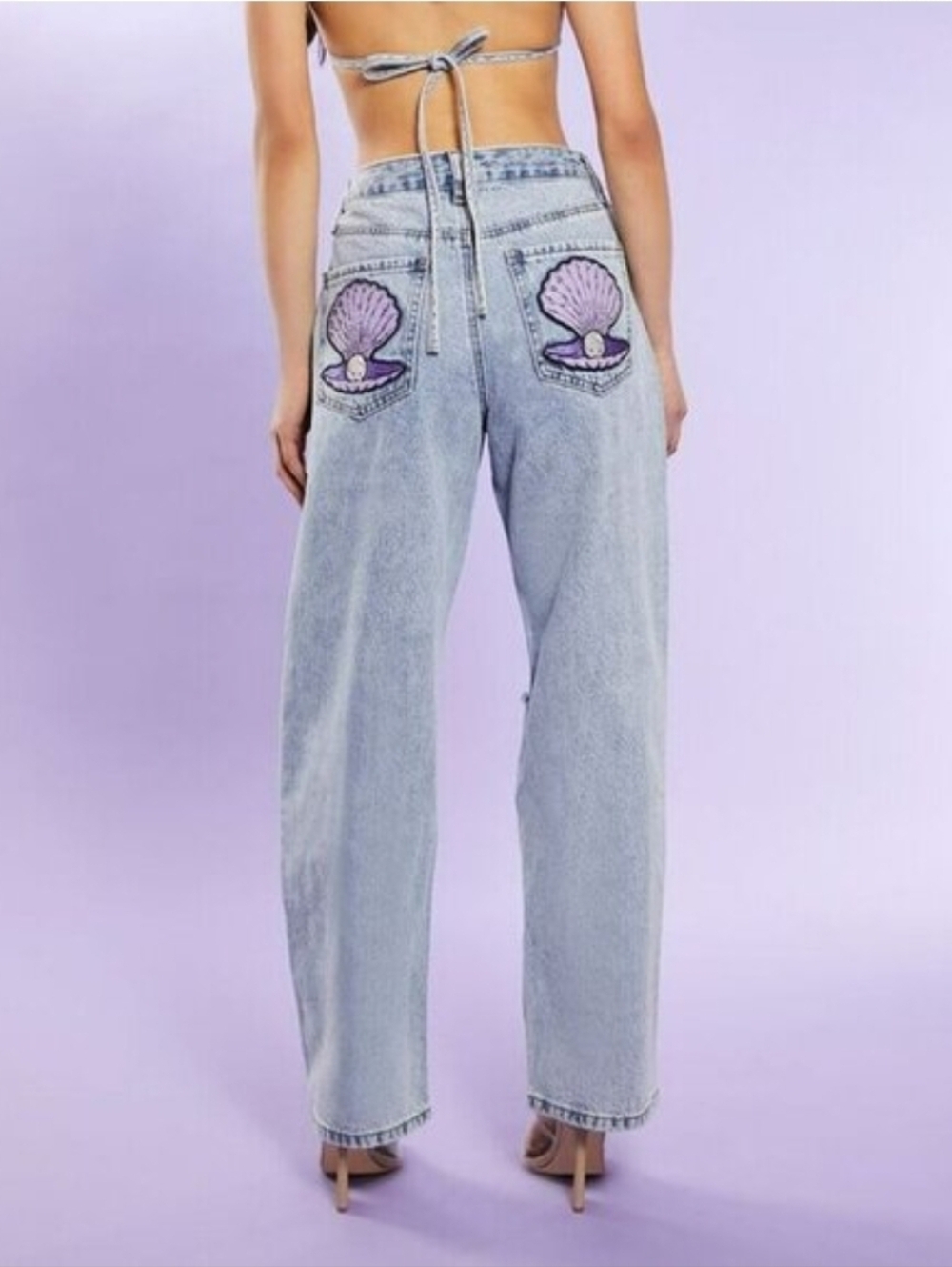 Forever 21 90s Fit Premium Blue Denim Mermaid Collection Jeans